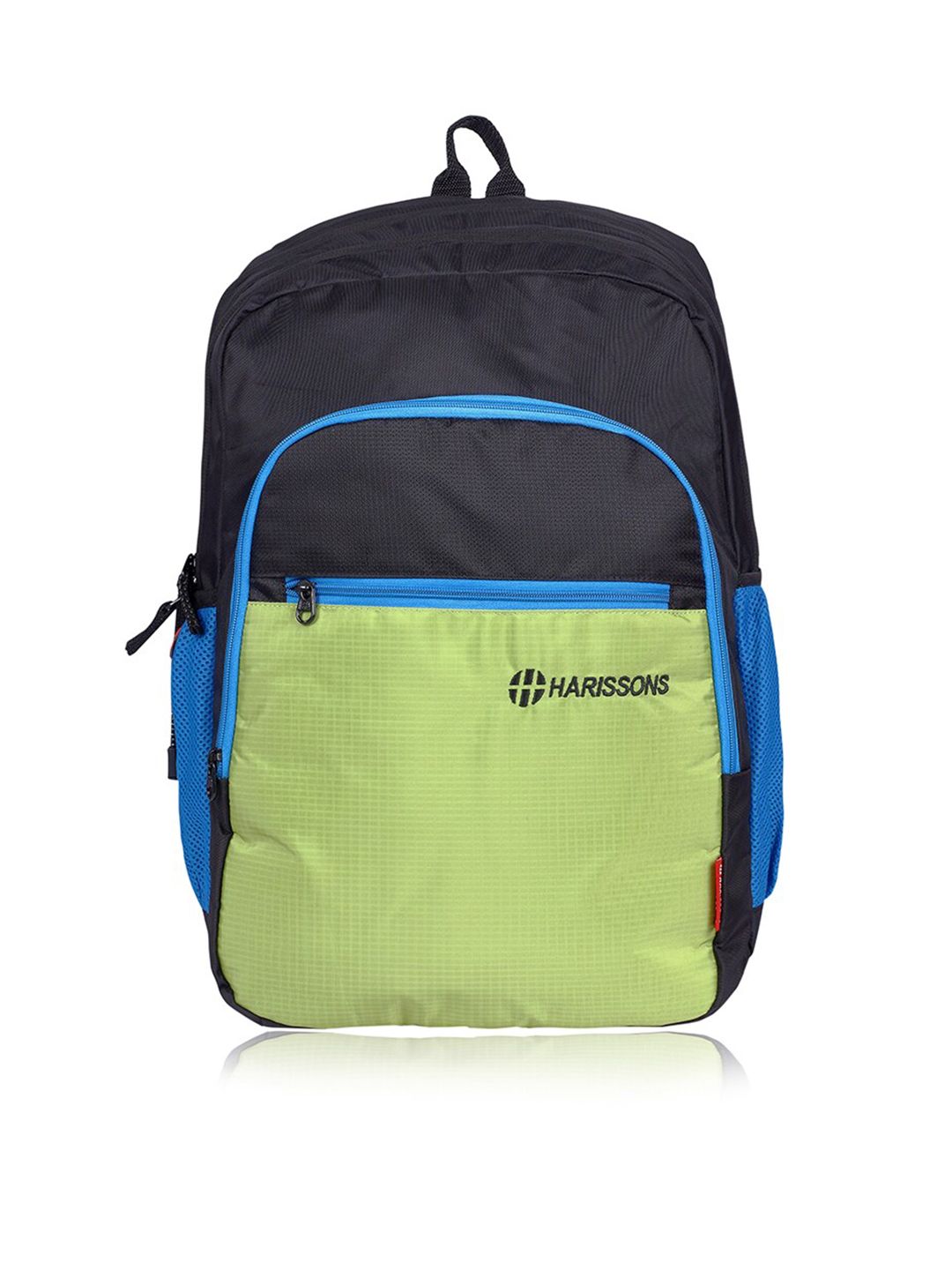 Harissons Unisex Black & Green Colourblocked Backpack Price in India