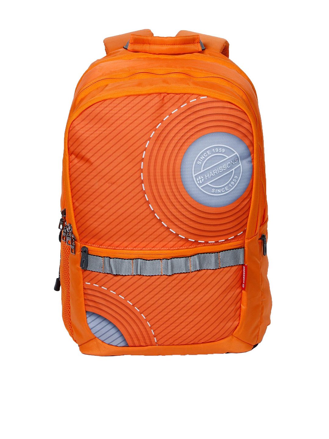 Harissons Unisex Orange & Grey Striped Backpack Price in India