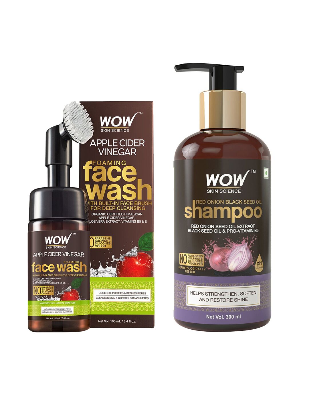 WOW SKIN SCIENCE Set of Shampoo & Face Wash with Built-In Brush Price in India