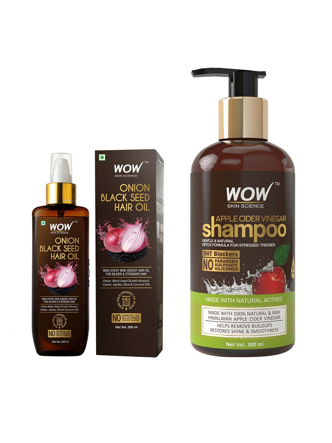 WOW SKIN SCIENCE Set of Onion Black Seed Hair Oil & Apple Cider Vinegar Shampoo Price in India
