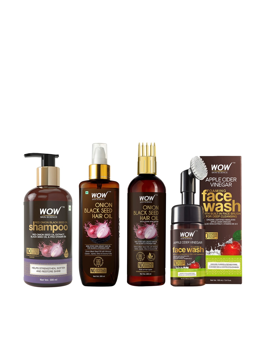 WOW SKIN SCIENCE Set of Shampoo, Hair Oil & Foaming Face Wash Price in India