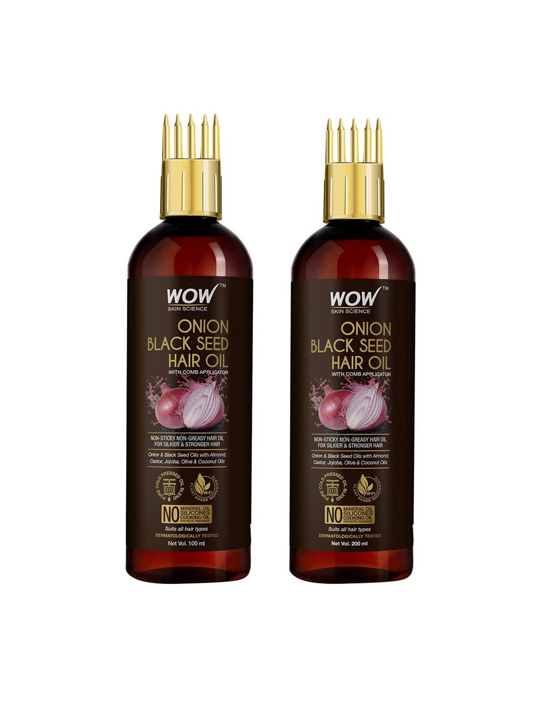 WOW SKIN SCIENCE Set of 2 Onion Black Seed Hair Oil - With Comb Applicator Price in India