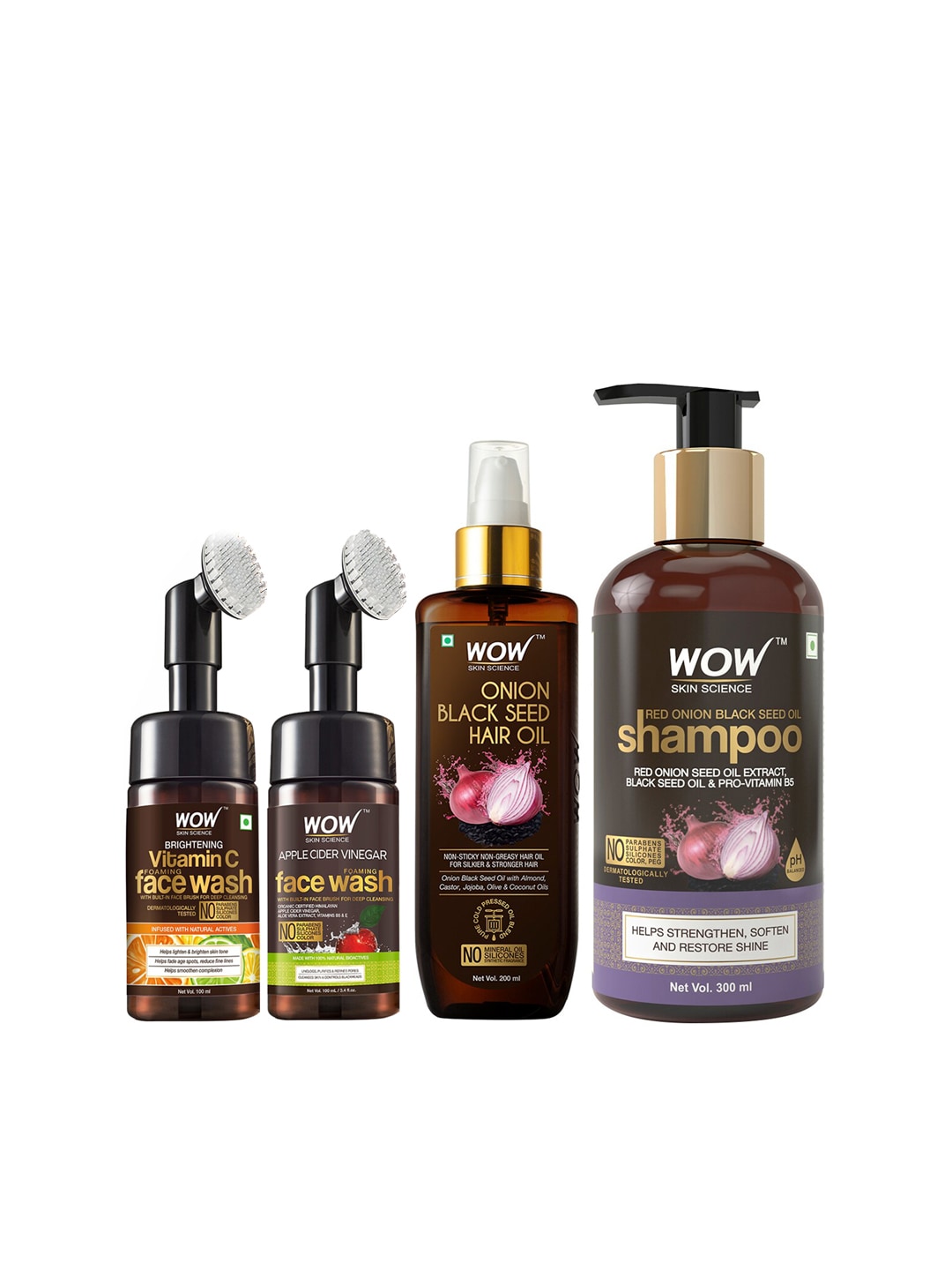 WOW SKIN SCIENCE Set of Hair Oil - Shampoo & 2 Face Wash Price in India