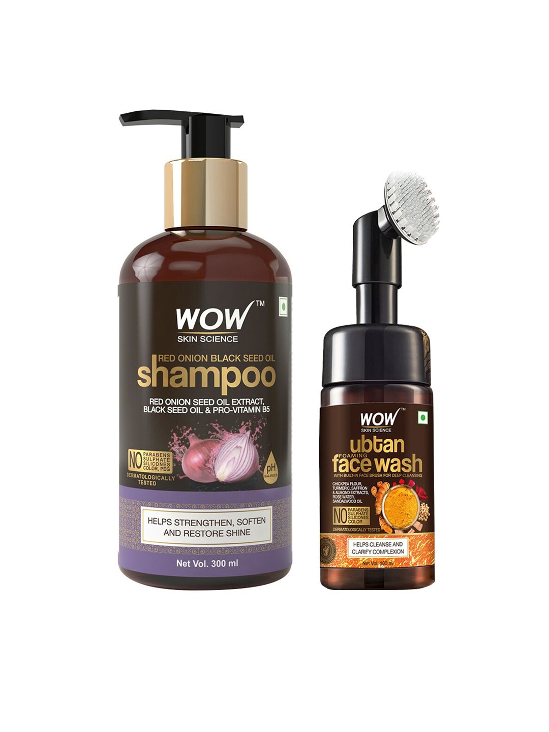 WOW SKIN SCIENCE Set of  Onion Black Seed Oil Shampoo & Ubtan Foaming Face Wash Price in India