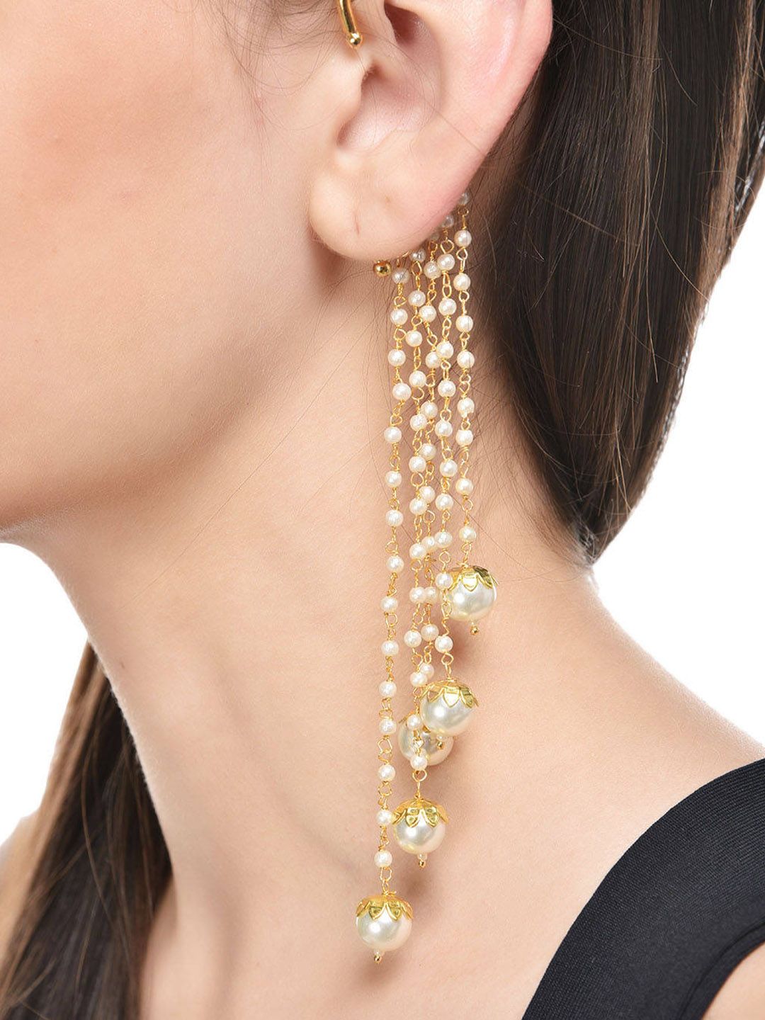 Shining Diva White Contemporary Ear Cuff Earrings Price in India