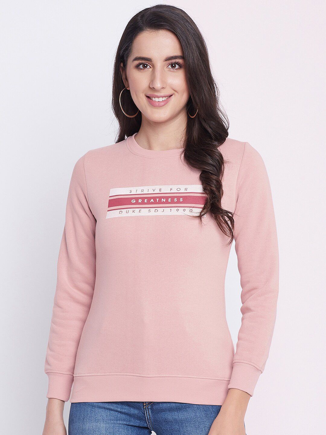Duke Women Pink Printed Sweatshirt Price in India