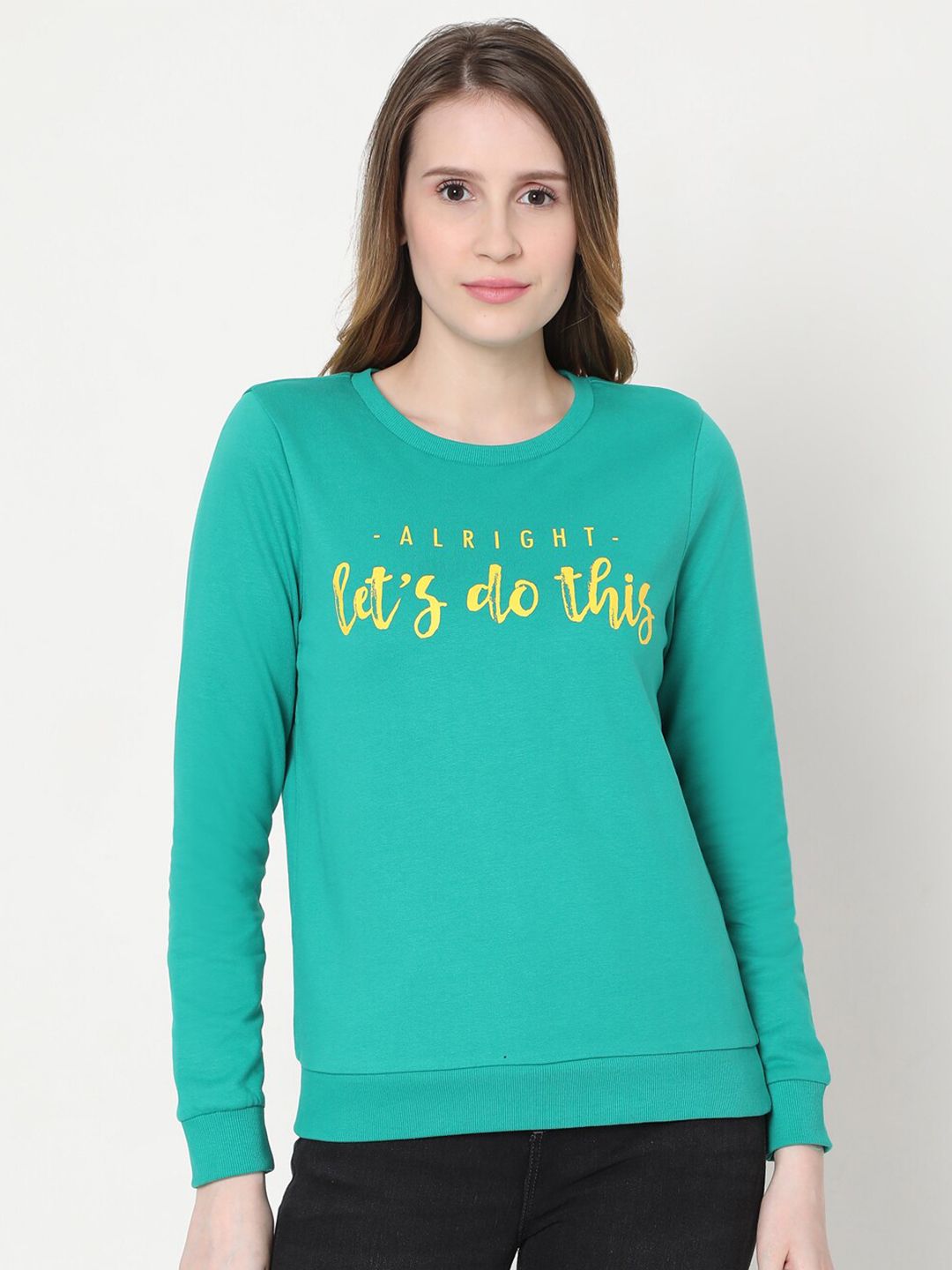 Vero Moda Women Green Printed Sweatshirt Price in India