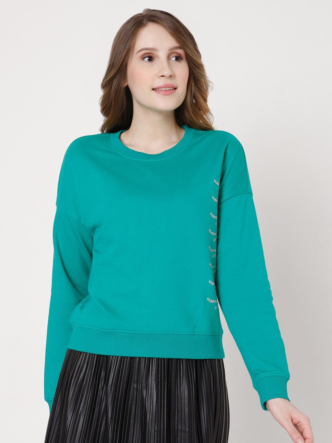 Vero Moda Women Green Cotton Sweatshirt Price in India