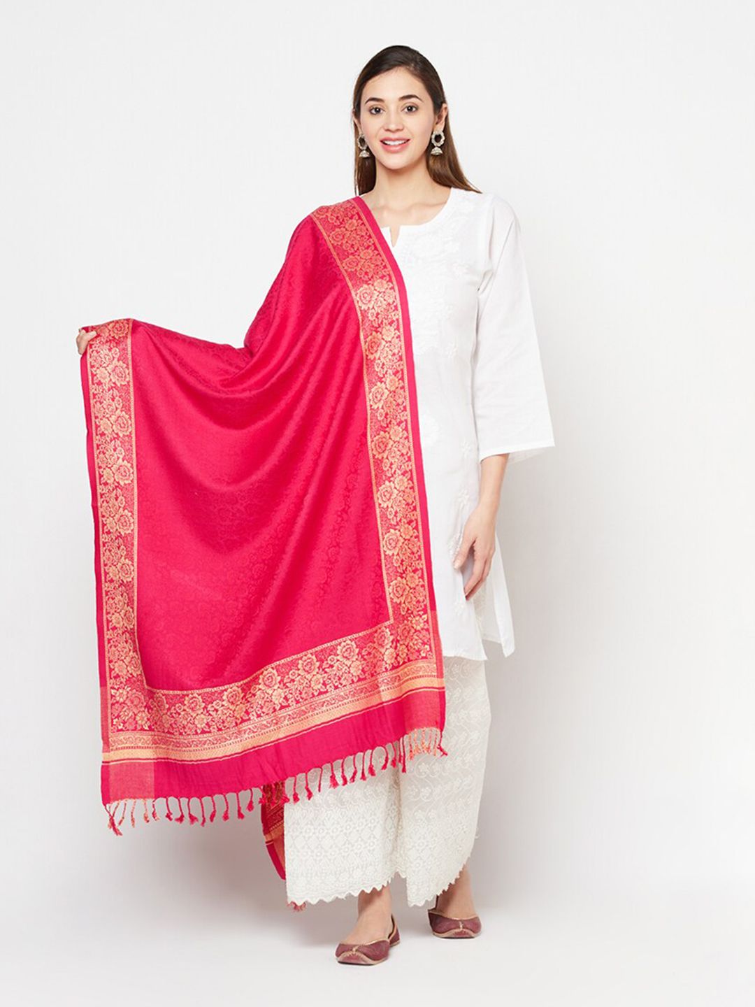 Safaa Women Red & Beige Woven Design Stole Price in India