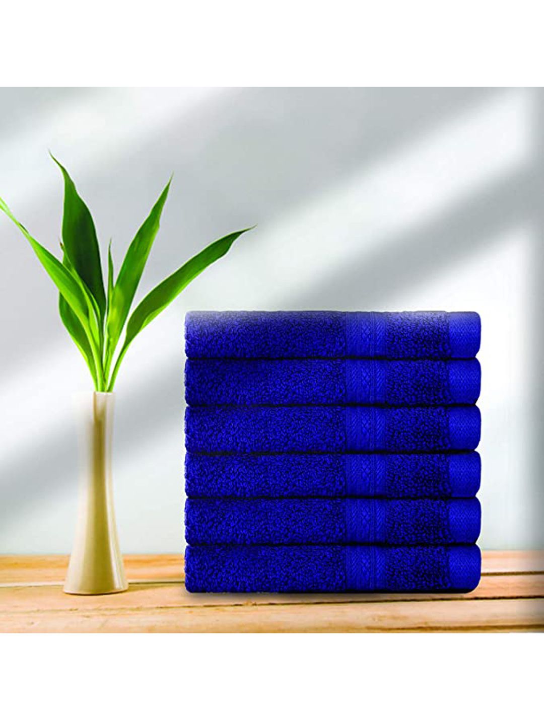 Kawach Set of 3 Blue Solid 520 GSM Antimicrobial Bamboo Towel Price in India