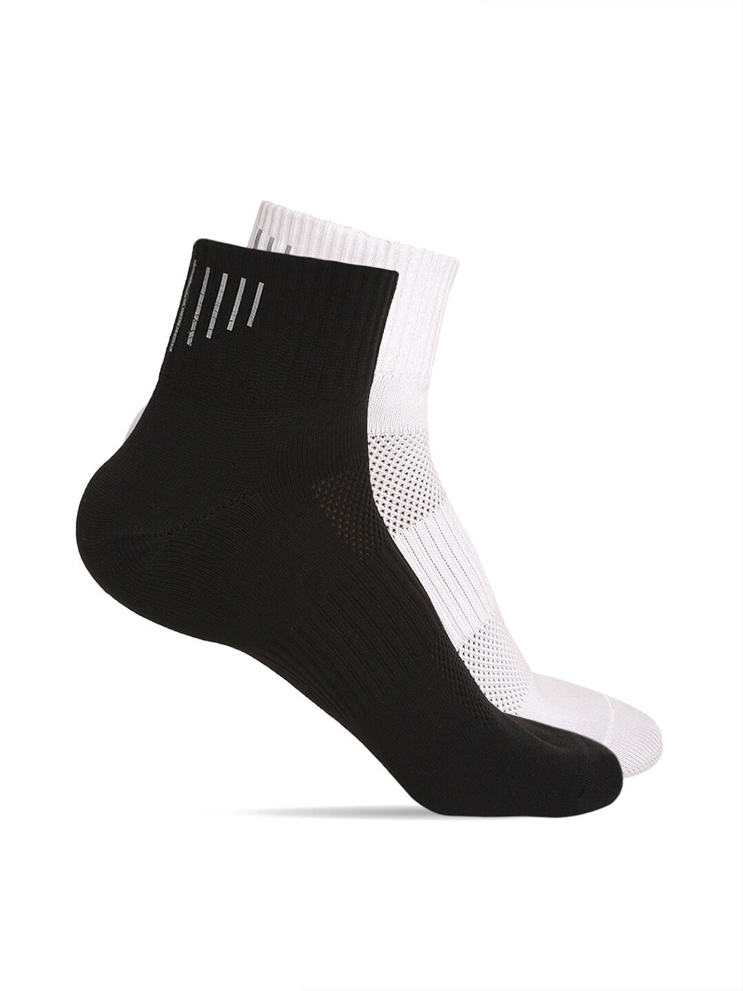 LOUIS STITCH Men Pack of 2 Black & White Ankle Length Sneakers Antimicrobial Socks