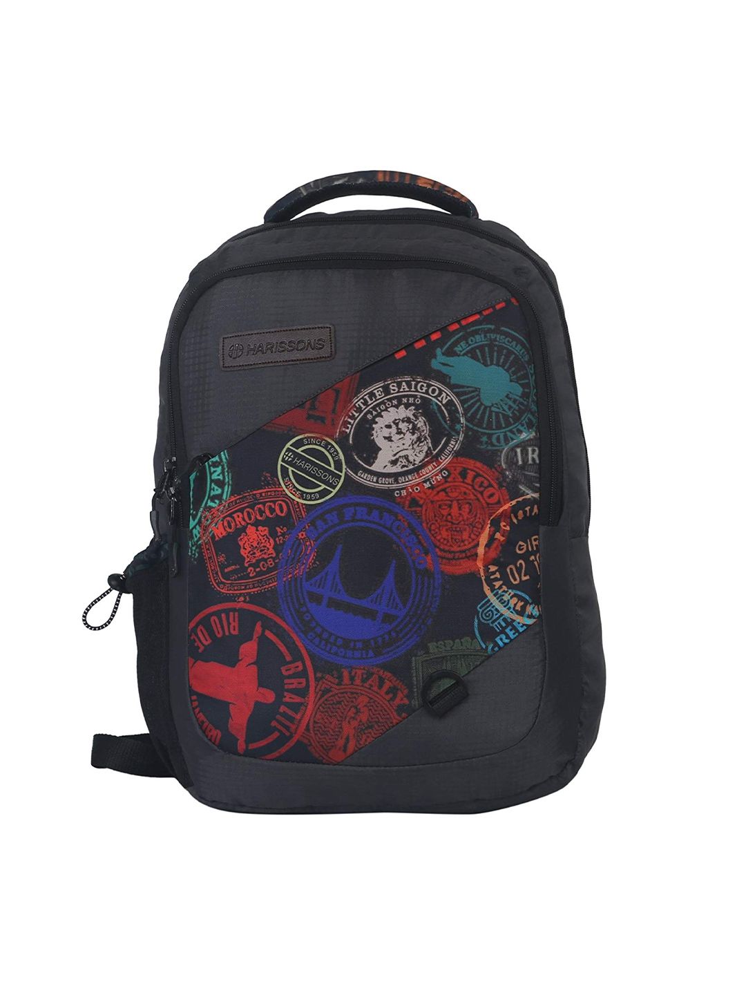 Harissons Unisex Grey & Red Graphic Backpack Price in India