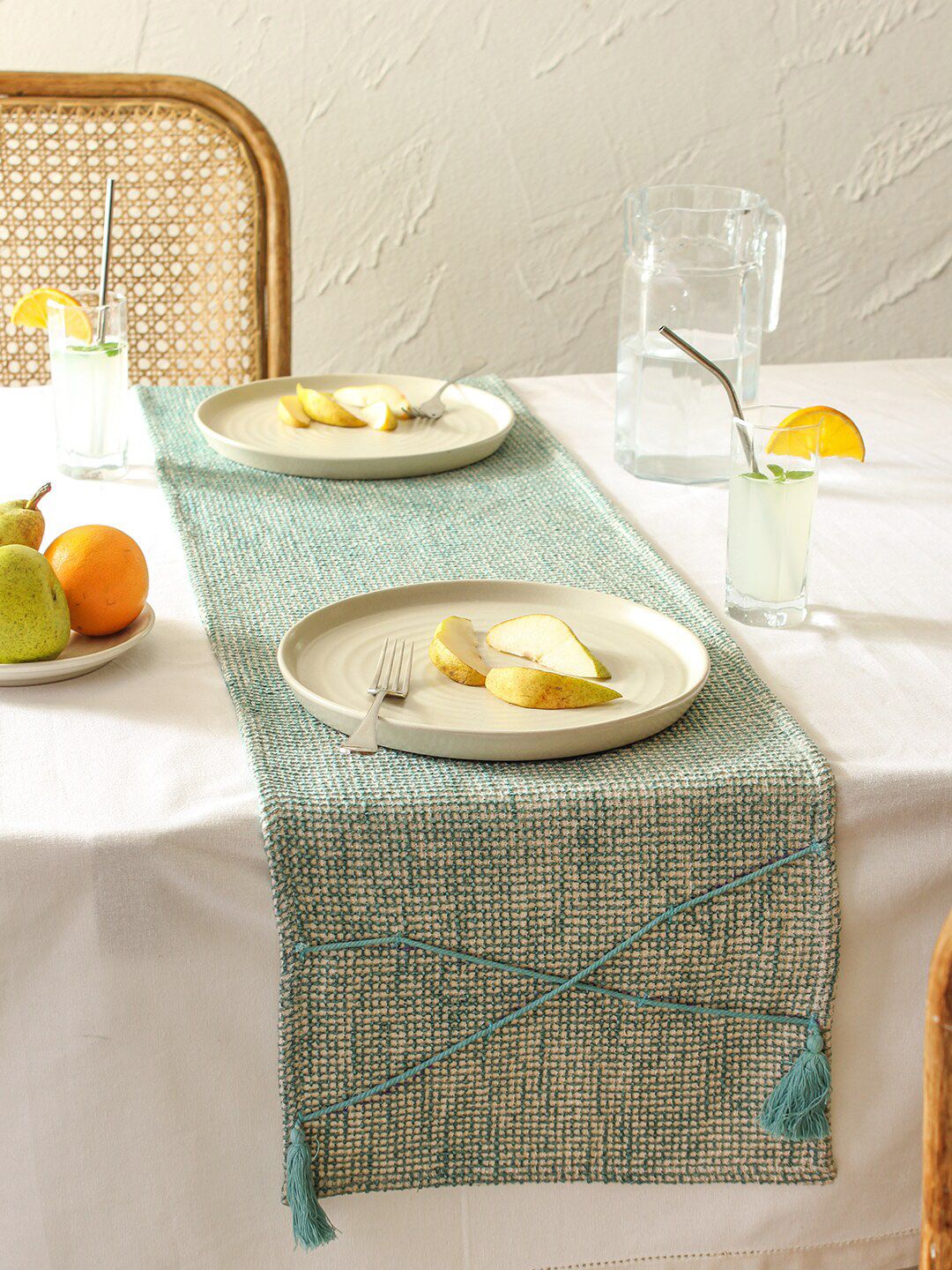 House This Blue Abstract Printed Pure Cotton Table Runners Price in India