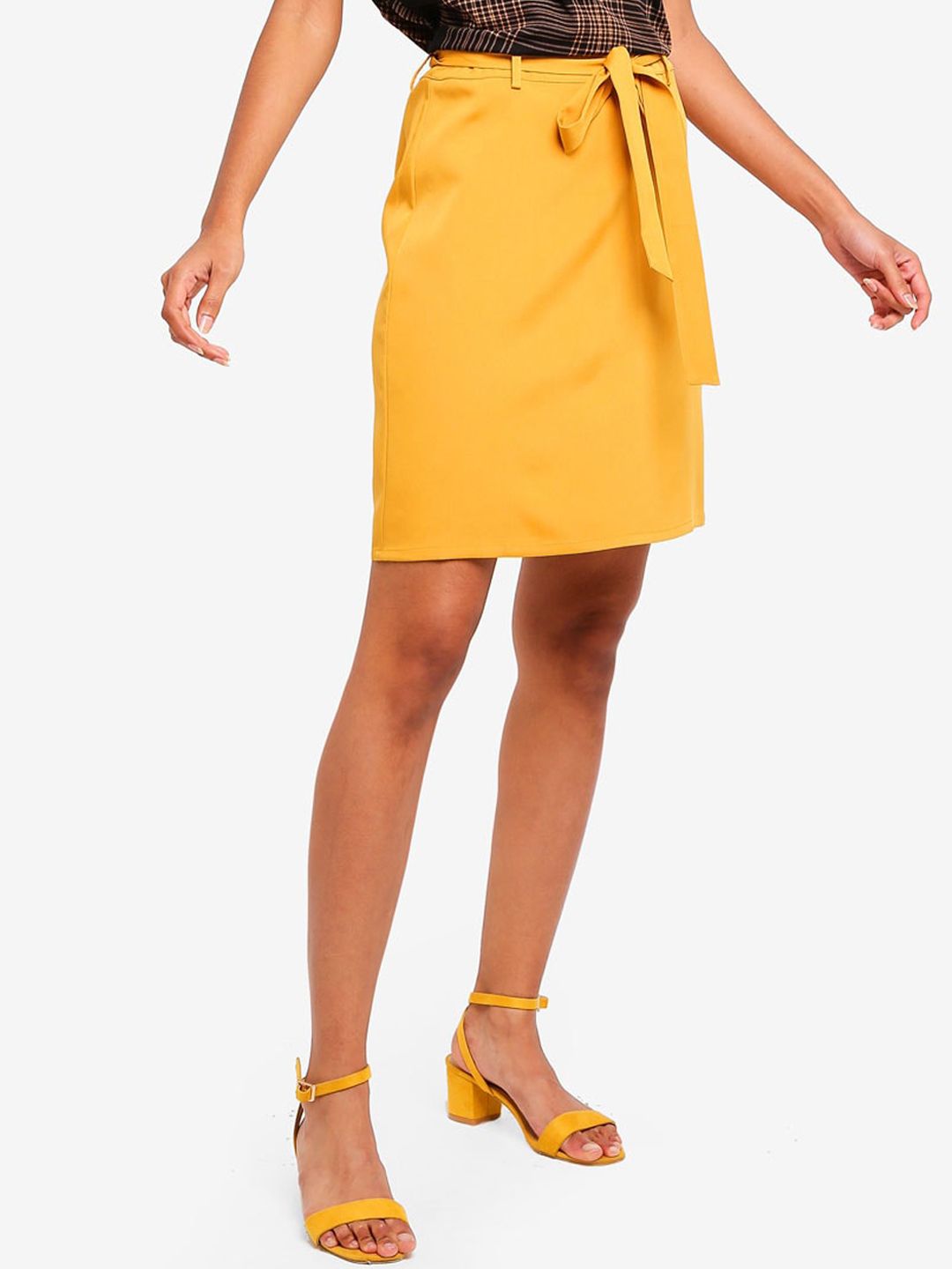 ZALORA BASICS Women Yellow Solid Above Knee A-Line Skirt