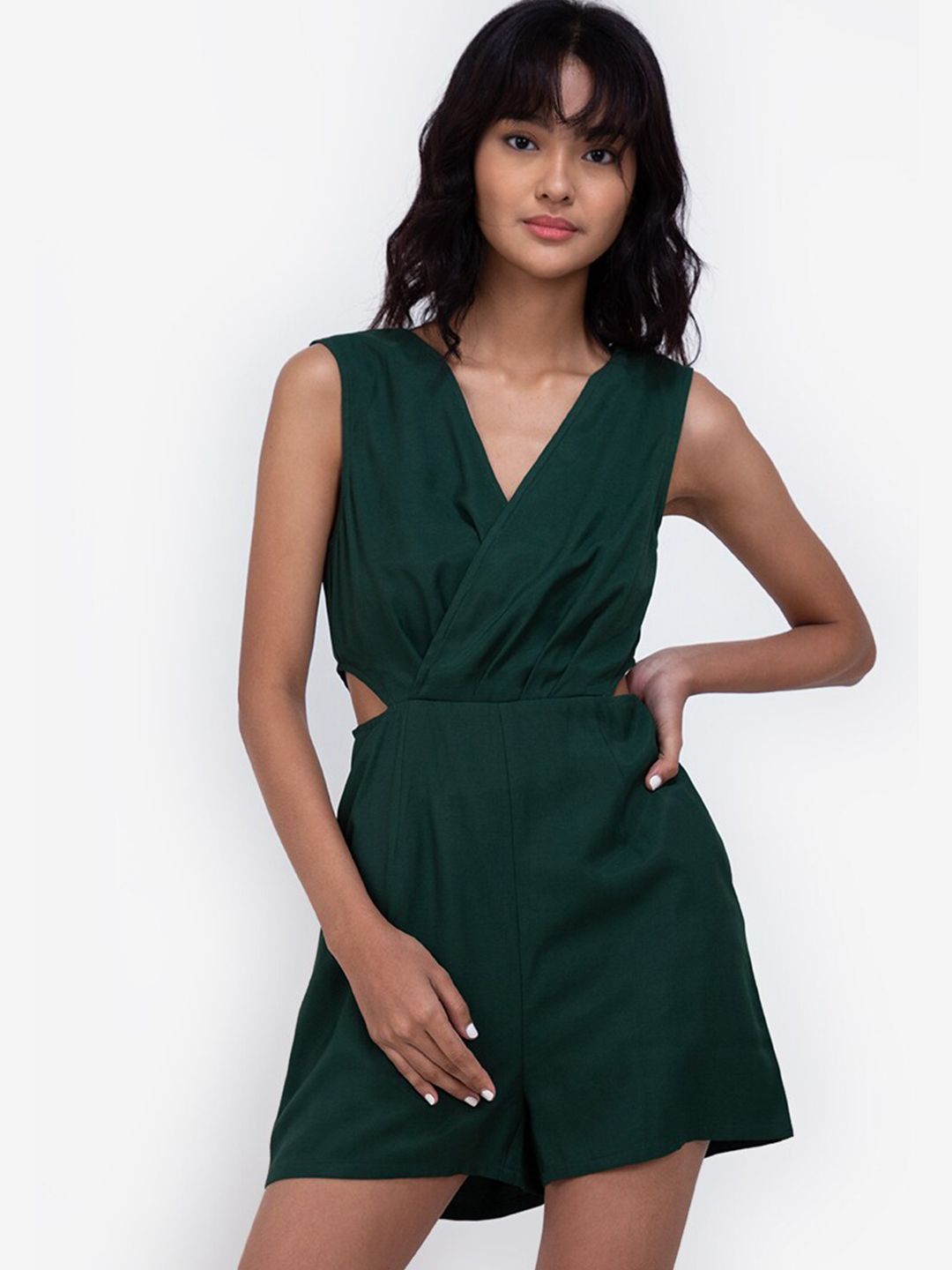 ZALORA BASICS Green Cut Out Jumpsuit Price in India