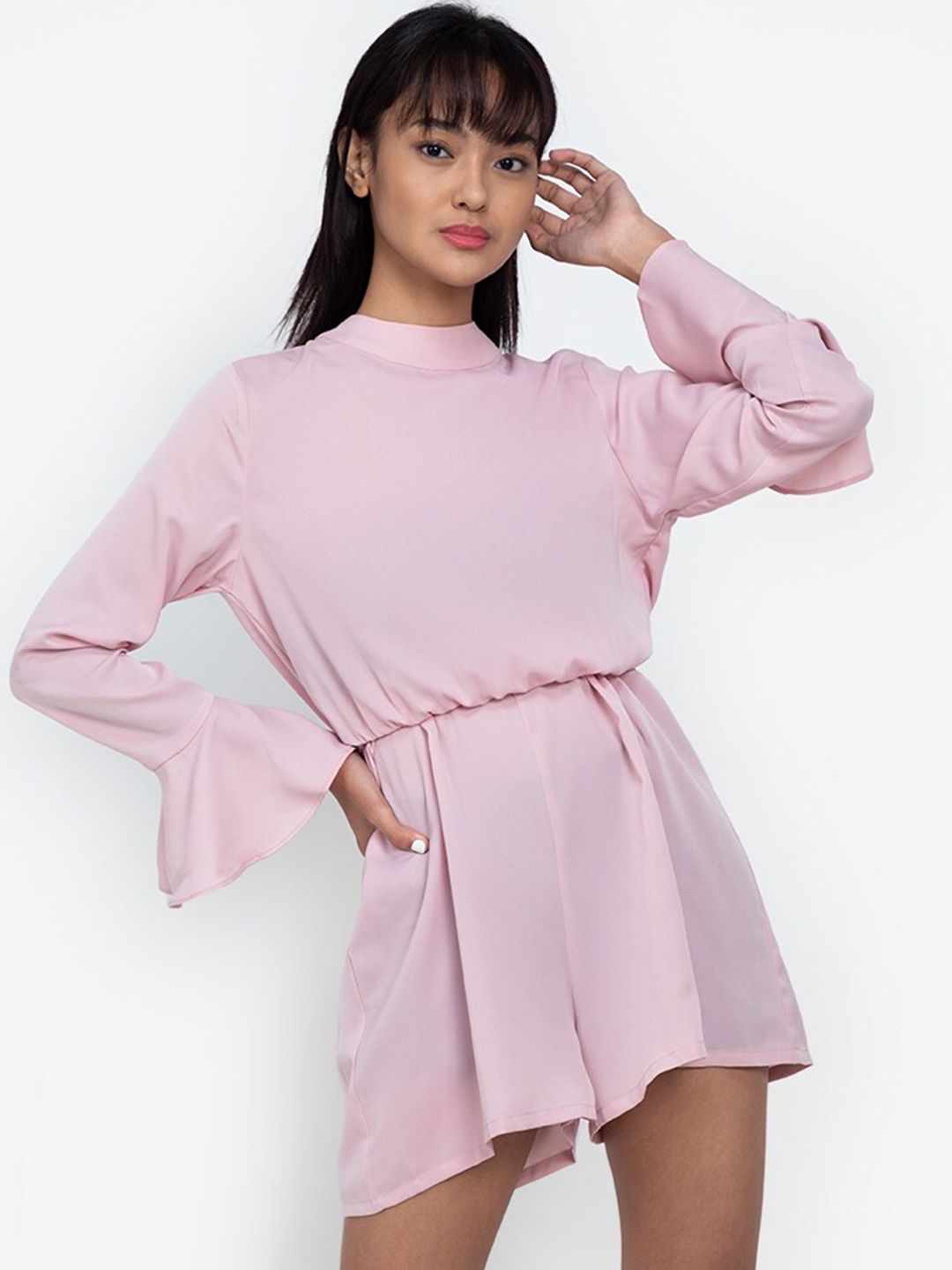 ZALORA BASICS Pink Open Back Playsuit Price in India