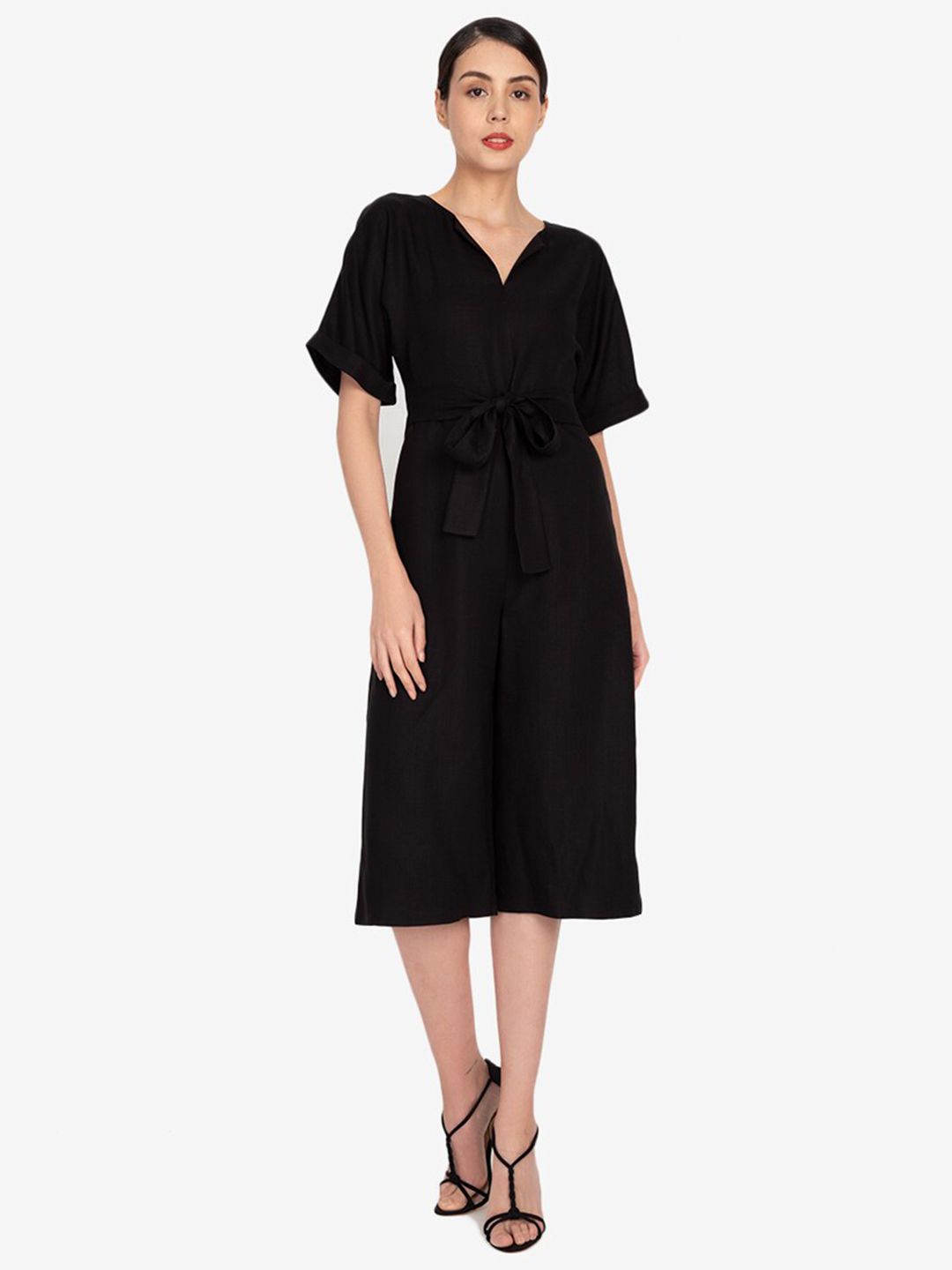 ORIGIN BY ZALORA Black Tencel Capri Jumpsuit Price in India