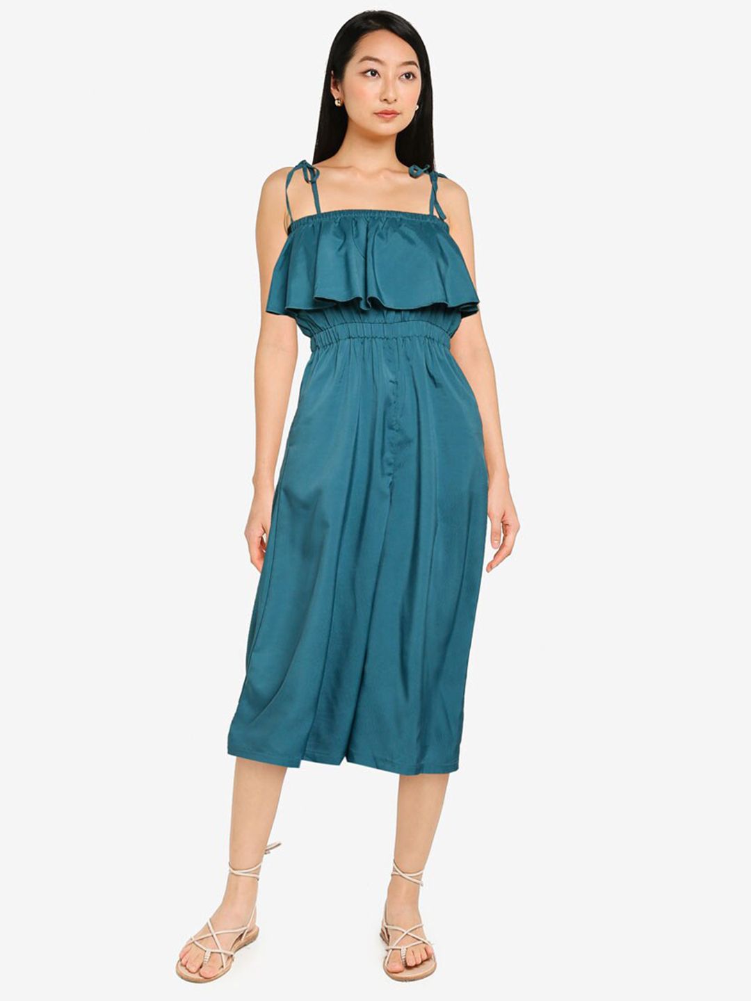 ZALORA BASICS Green Culotte Jumpsuit with Layered Price in India