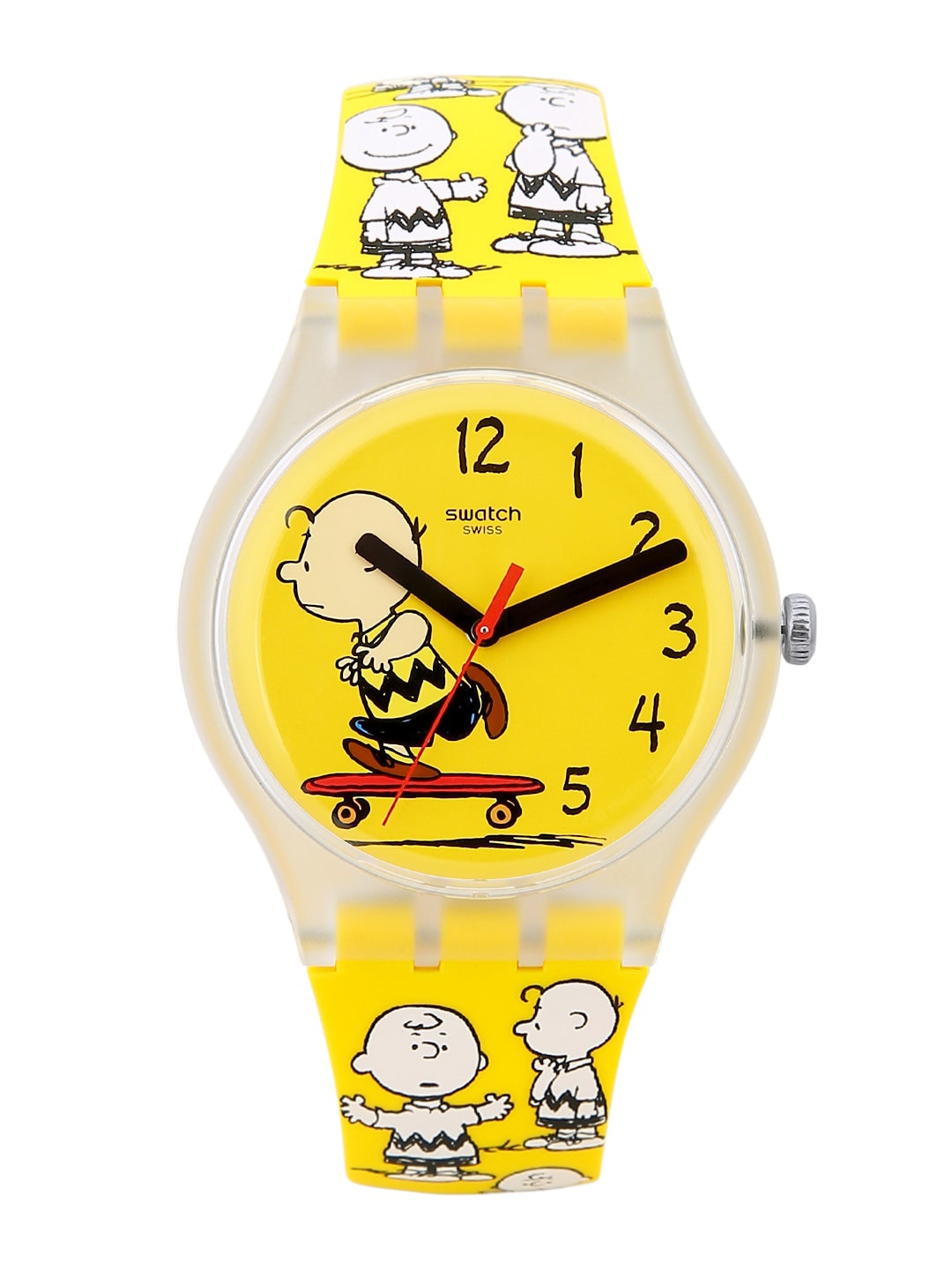 Swatch Unisex Yellow Printed Dial & Yellow Straps Analogue Watch SO29Z101_A Price in India
