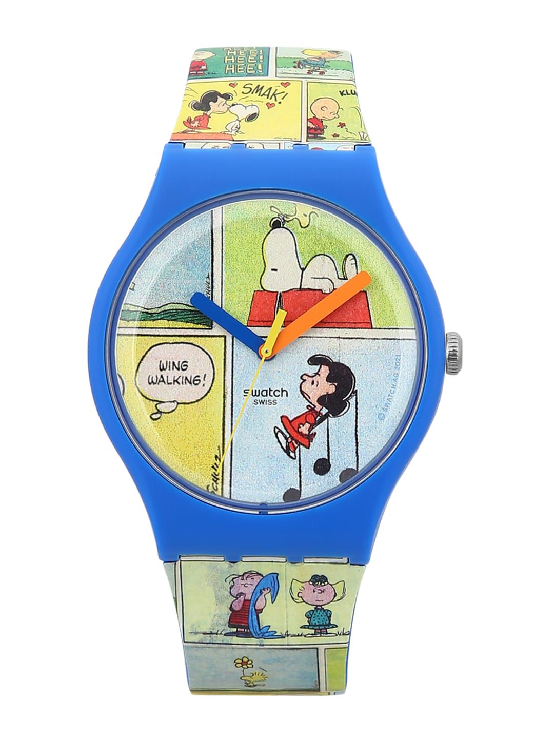Swatch Unisex Blue Printed Dial & Blue Straps Analogue Watch SO29Z108_A Price in India