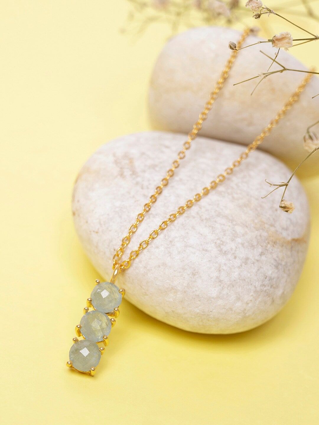 Mikoto by FableStreet Gold-Plated March Birthstone Aquamarine Necklace Price in India