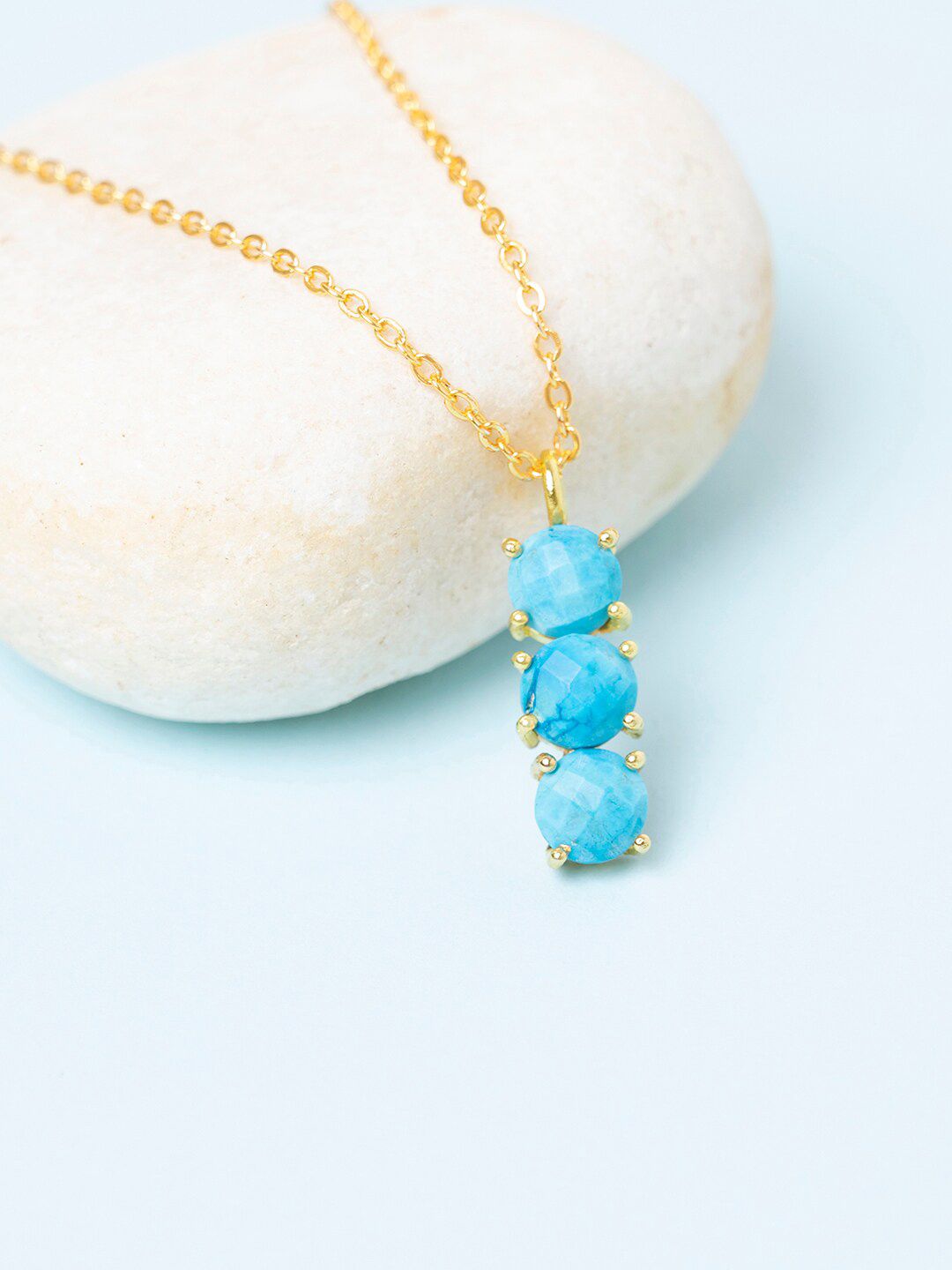 Mikoto by FableStreet Gold-Plated December Birthstone Turquoise Necklace Price in India