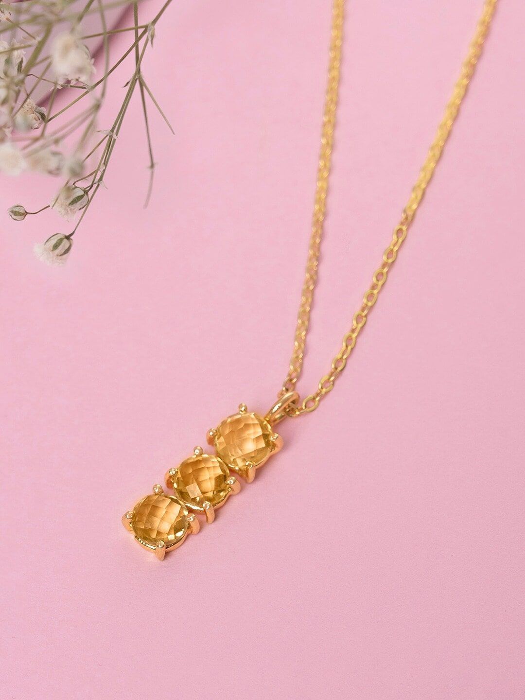 Mikoto by FableStreet Gold-Plated November Birthstone Citrine Necklace Price in India