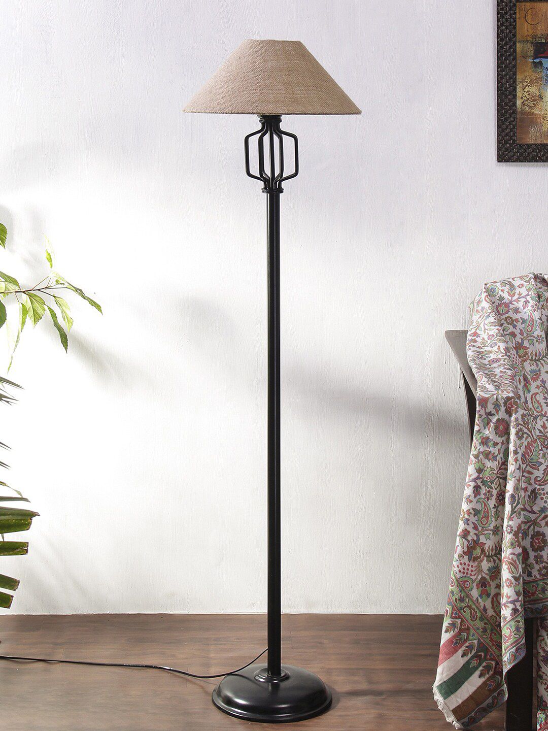 Devansh Beige Iron Floor Lamp with Jute Shade Price in India