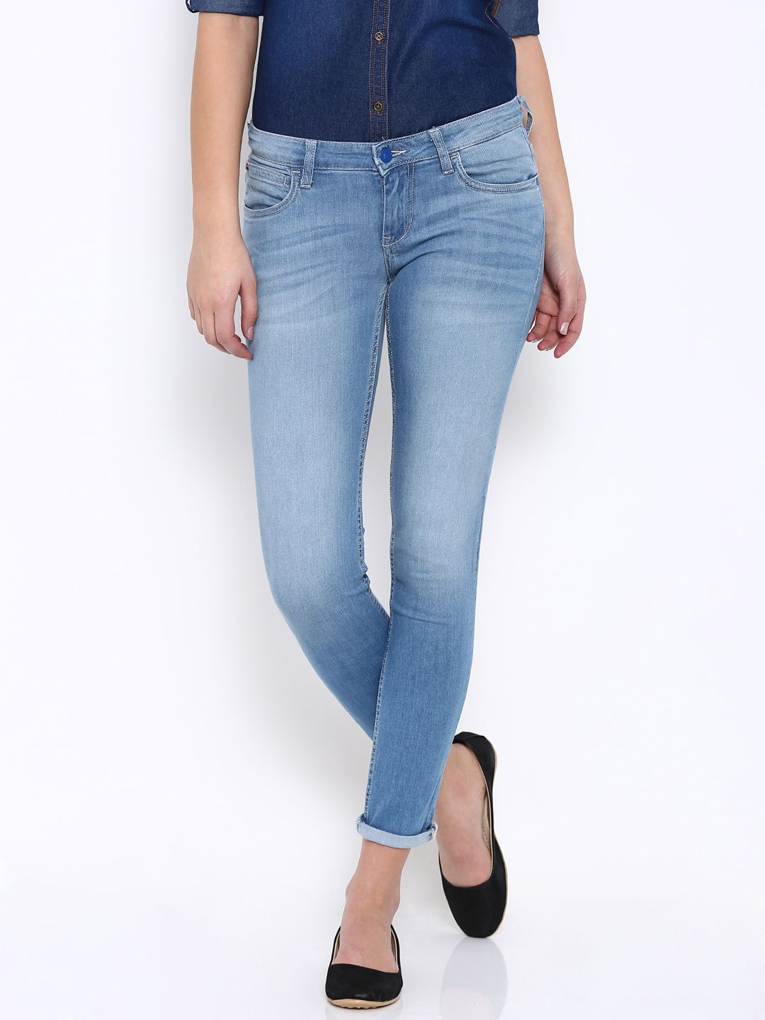 Flying Machine Women Blue Twiggy Super Skinny Fit Mid Rise Clean Look Jeans Price in India