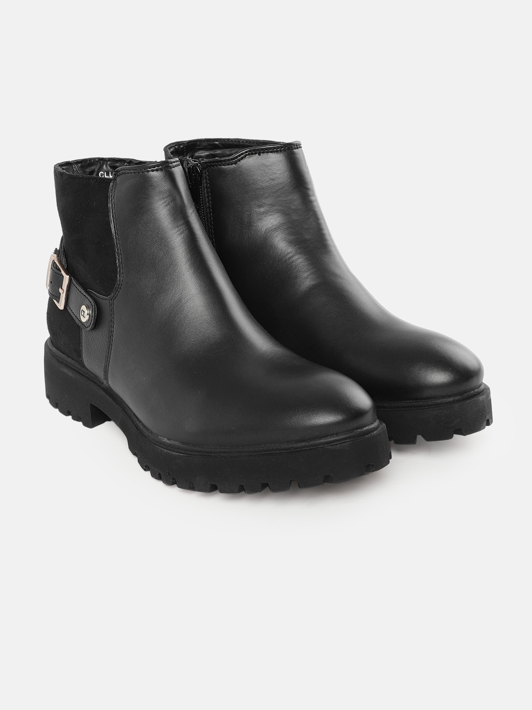 Carlton London Women Black Solid Flat Boots Price in India
