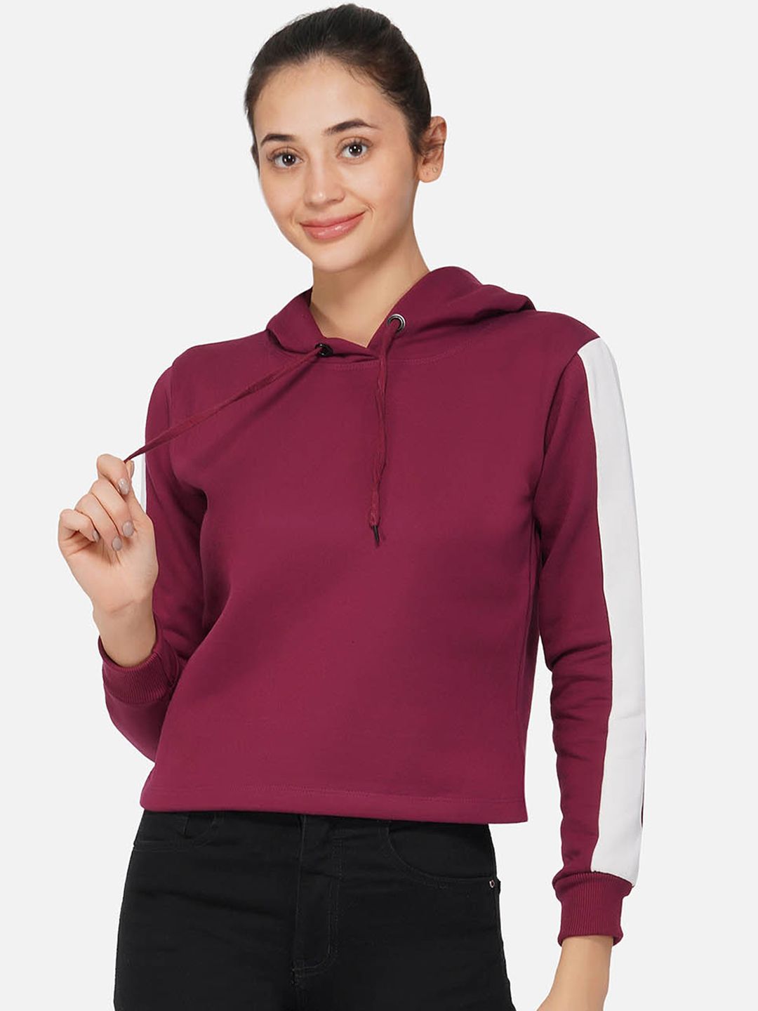 NEU LOOK FASHION Women Burgundy Printed Sweatshirt Price in India