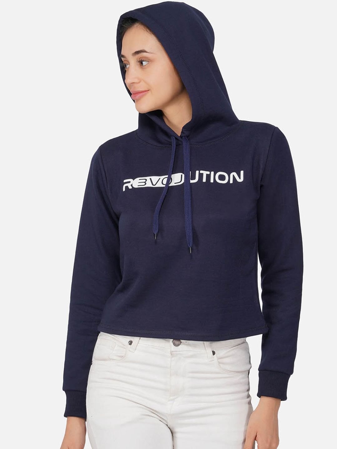 NEU LOOK FASHION Women Navy Blue Printed Sweatshirt Price in India