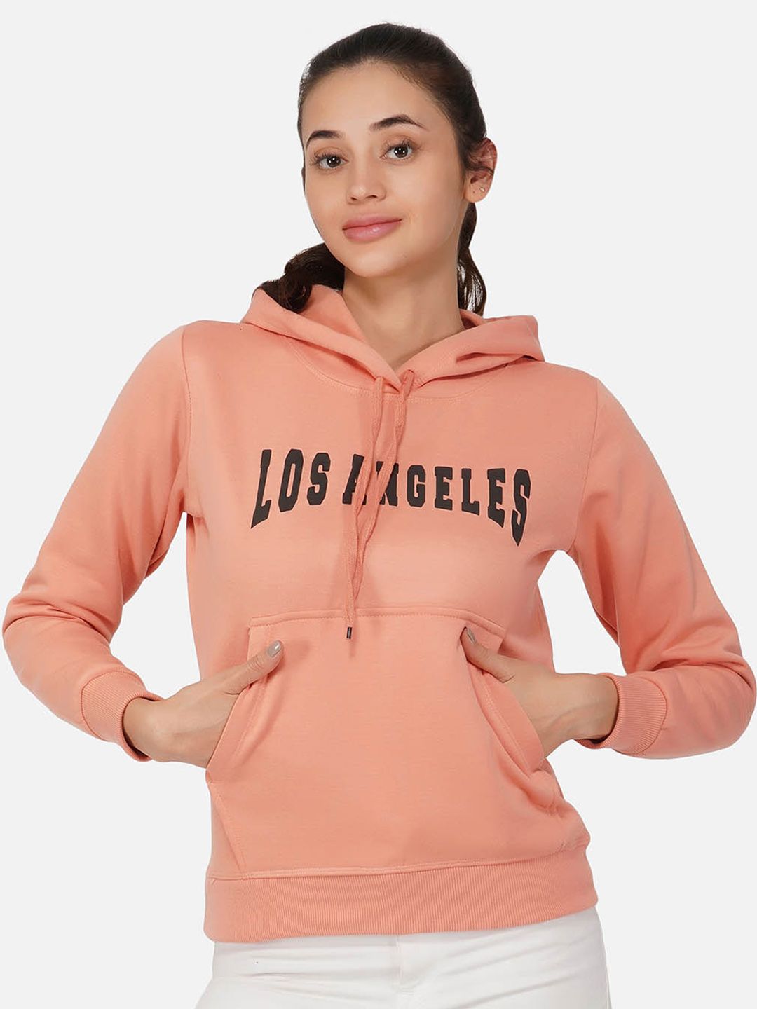 NEU LOOK FASHION Women Peach-Coloured Printed Sweatshirt Price in India