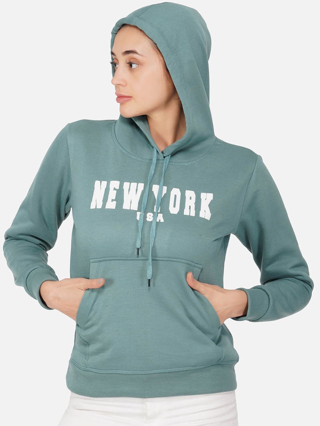 NEU LOOK FASHION Women Green Printed Sweatshirt Price in India