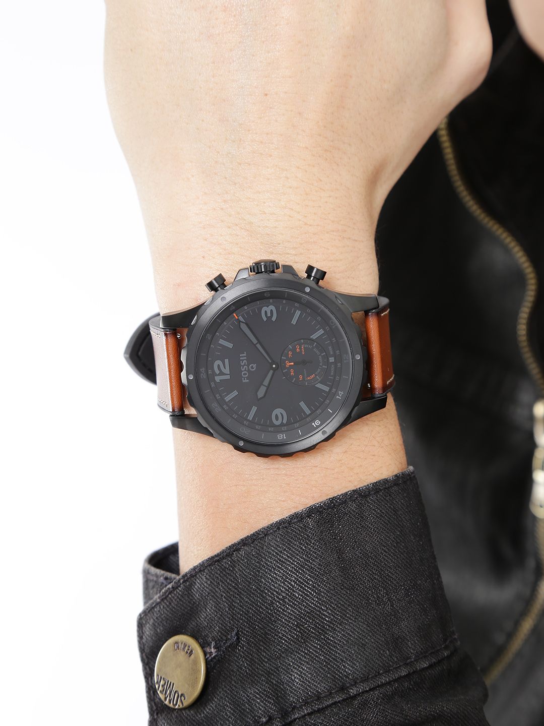 Buy Fossil Men Black Q Nate Hybrid Smart Watch FTW1114 - Smart