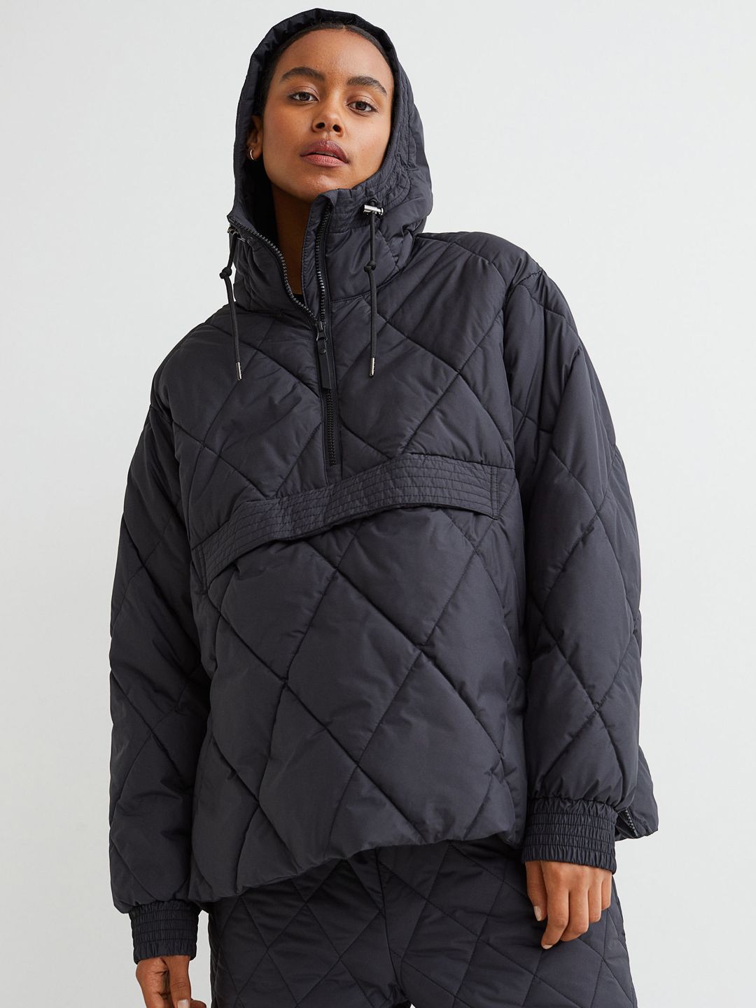 H&M Women Black THERMOLITE Popover Puffer Sports Jacket Price in India