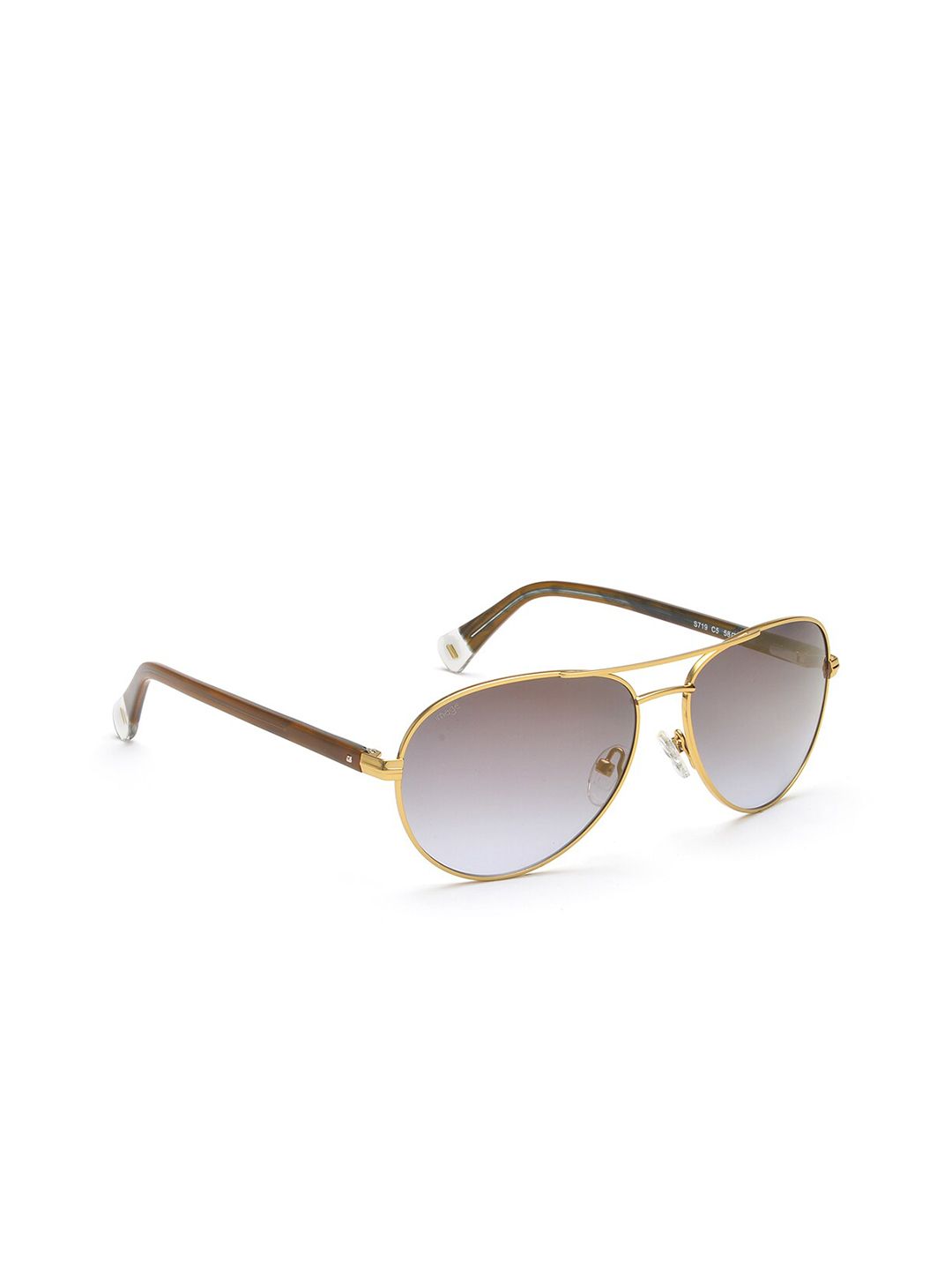 Image Unisex Grey Lens & Gold-Toned Aviator Sunglasses IMS719C5SG Price in India