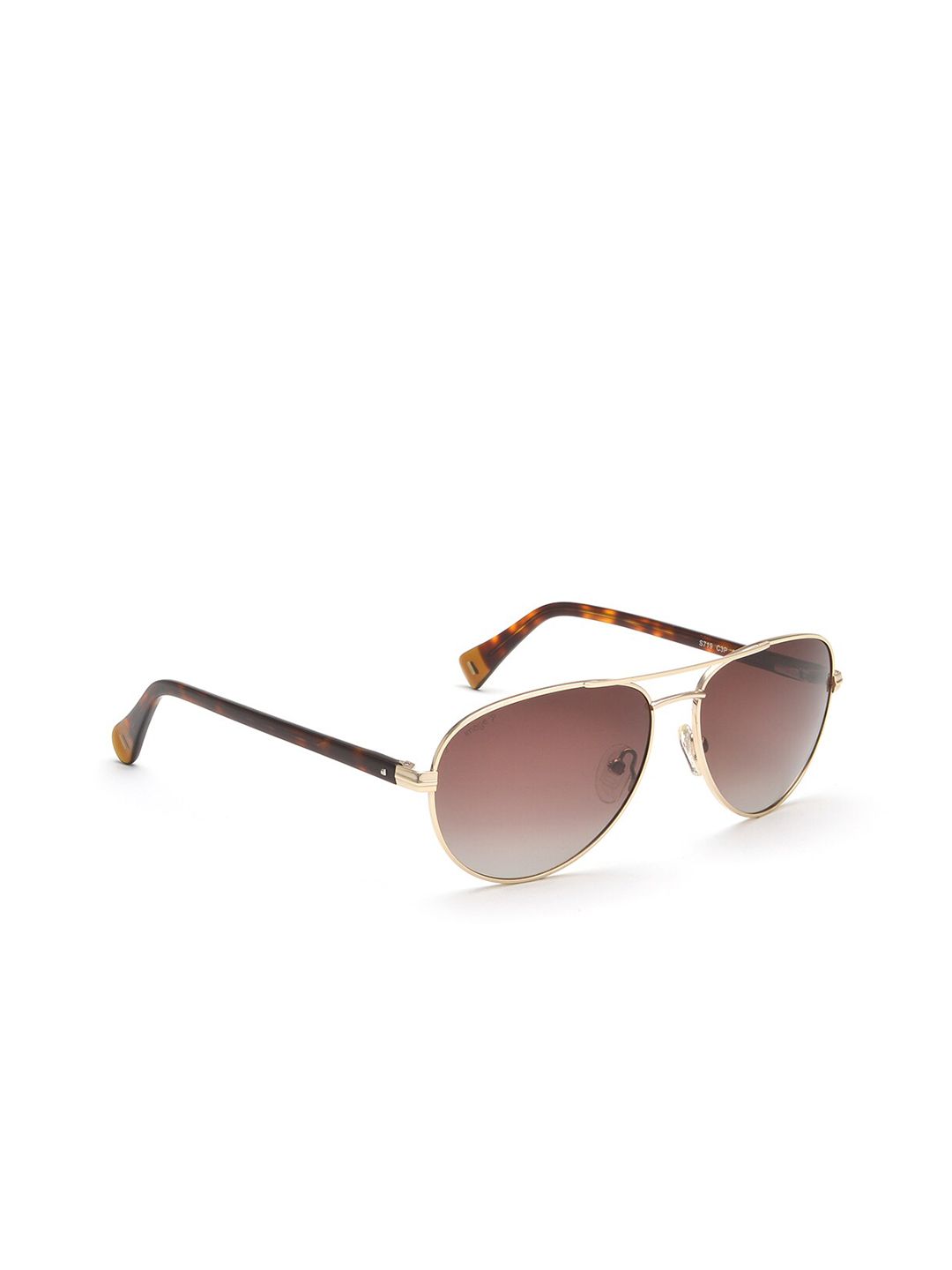 Image Unisex Gold-Toned Brown Polarised Aviator Sunglasses IMS719C3PSG Price in India