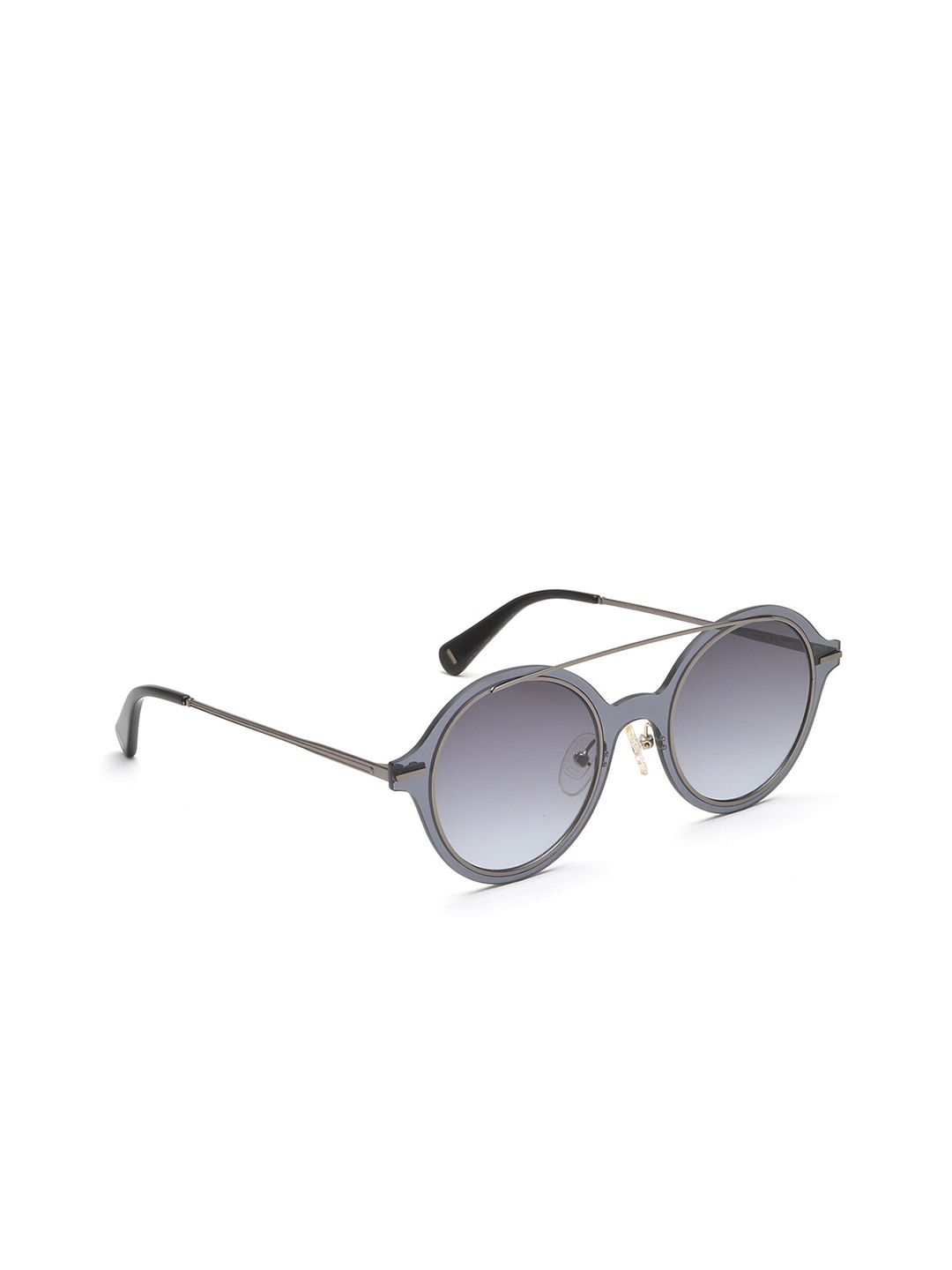 Image Women Black Lens & Gunmetal-Toned Round Sunglasses IMS686C1SG Price in India