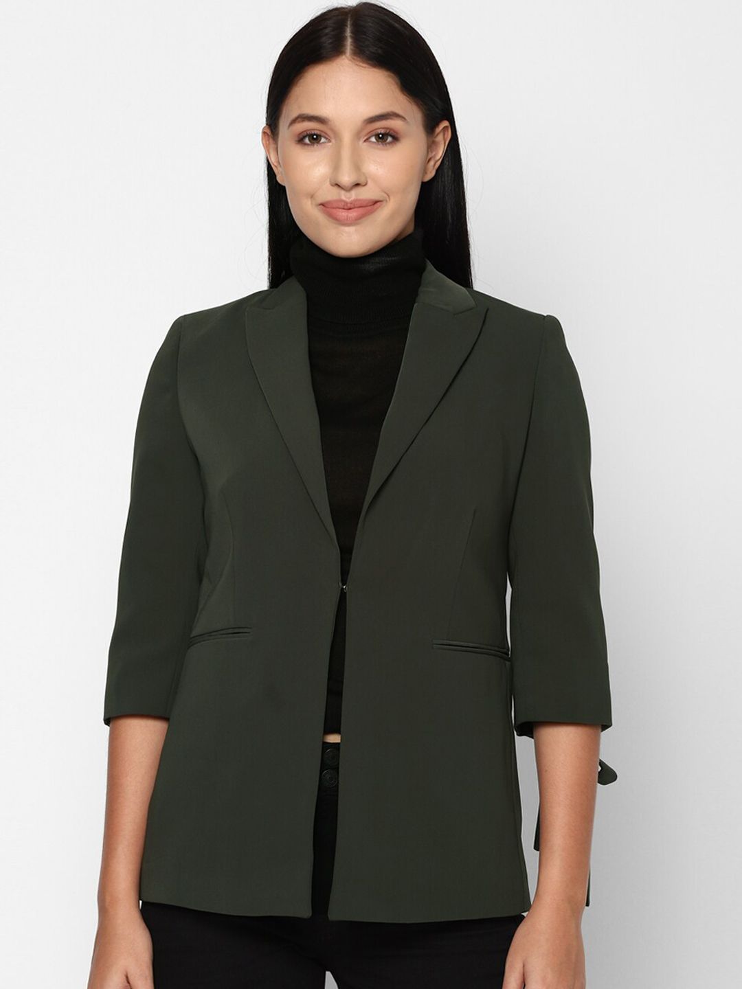 Allen Solly Woman Women Green Single-Breasted Casual Blazer Price in India