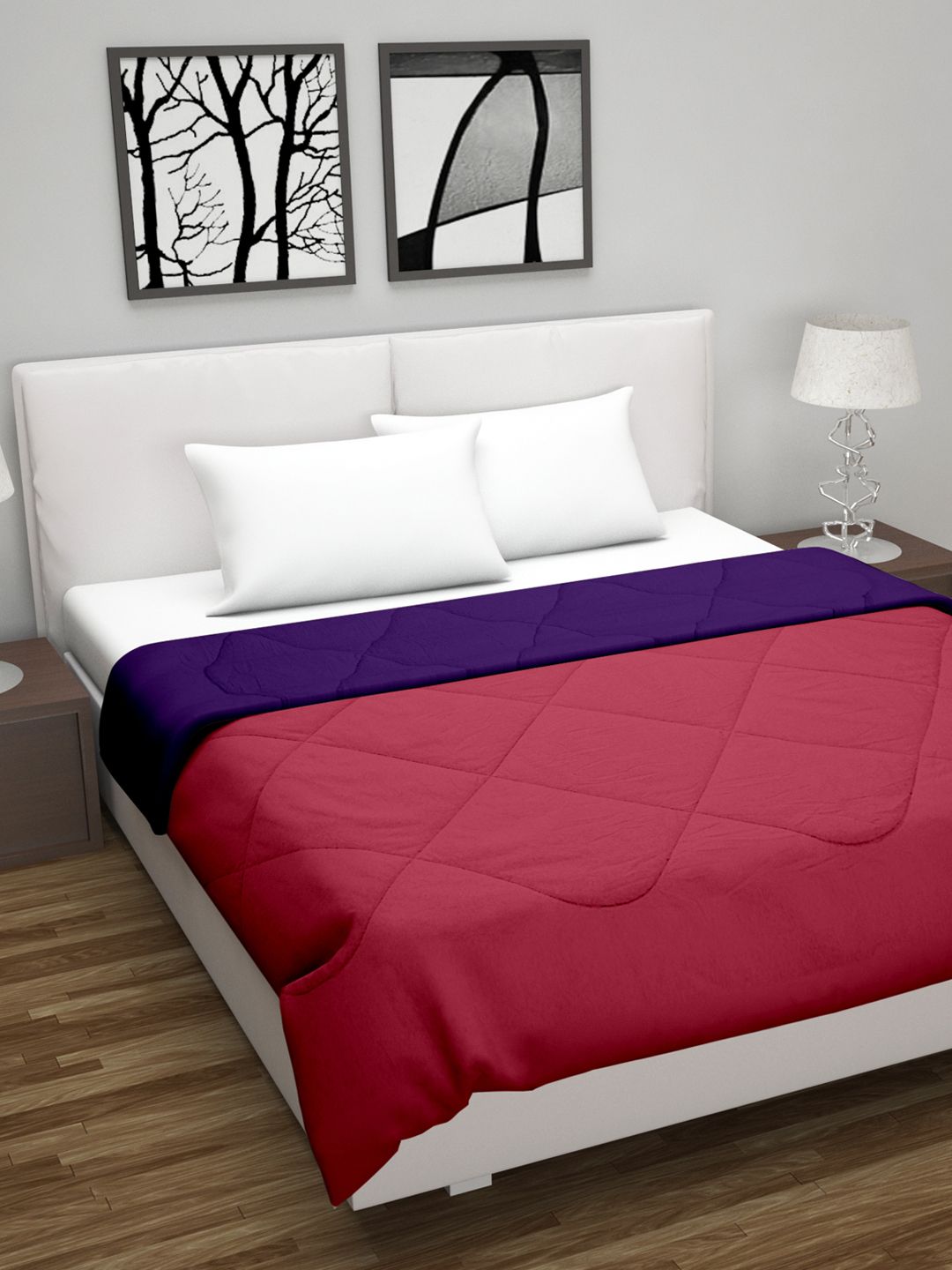 Divine Casa Pink & Purple Mild Winter 150 GSM Double Bed Comforter Price in India