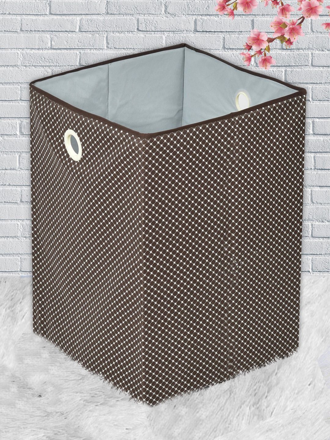 Kuber Industries Maroon Polka Dot Printed Cotton Foldable Large Laundry Basket Price in India