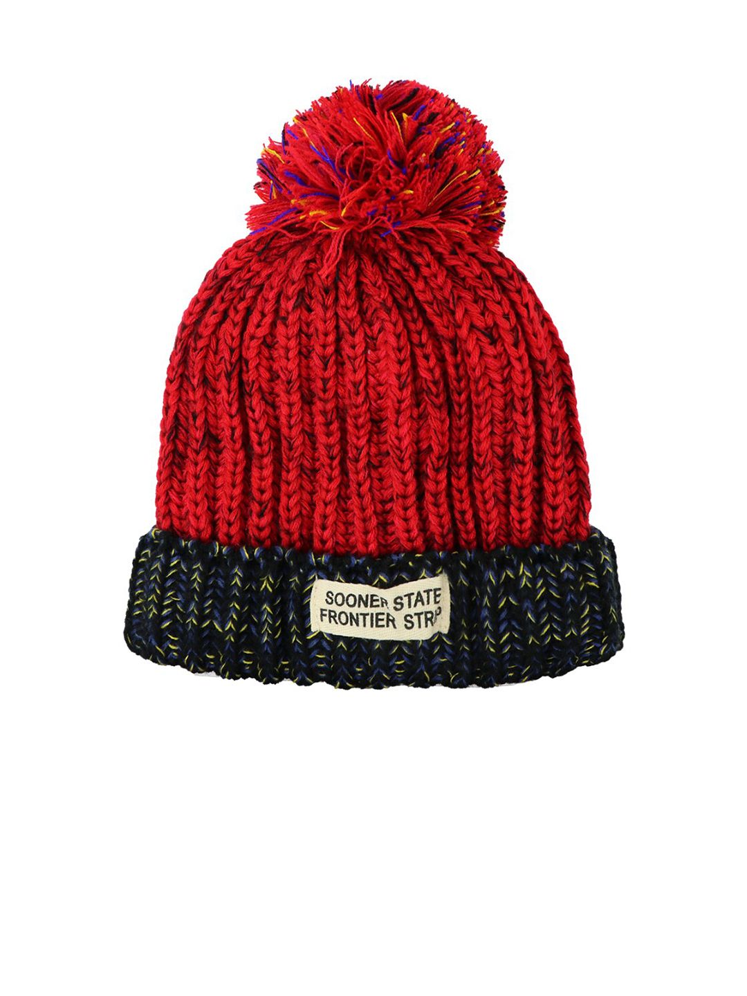 iSWEVEN Unisex Red & Blue Woollen Beanie Cap Price in India