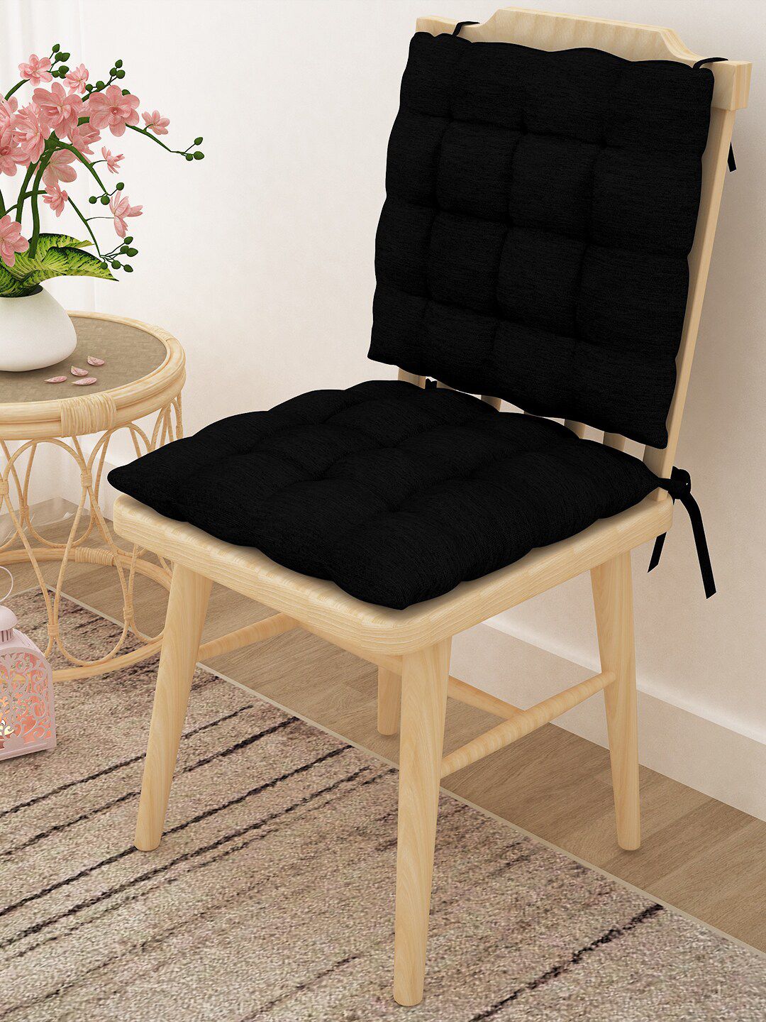 Story@home Black Set of 2 Square Jute Chair Pad Price in India