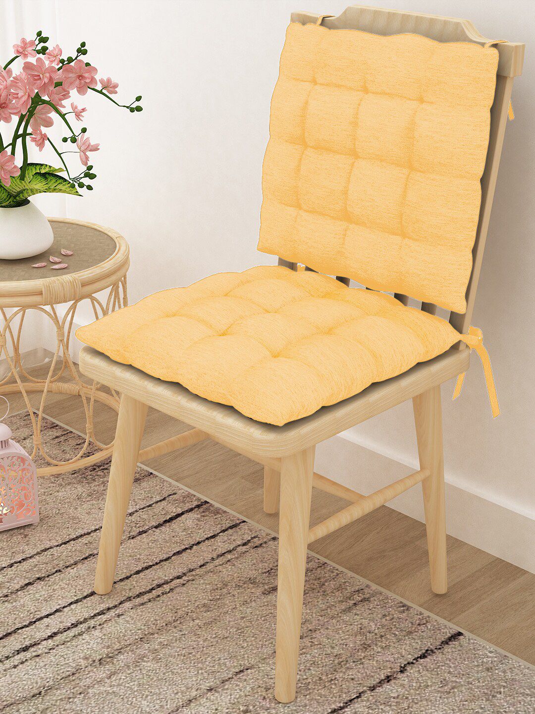 Story@home Beige Set of 2 Square Chair Pad Price in India
