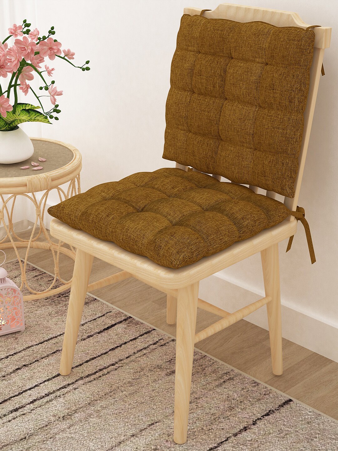 Story@home Brown Set of 2 Jute Square Chair Pad Price in India
