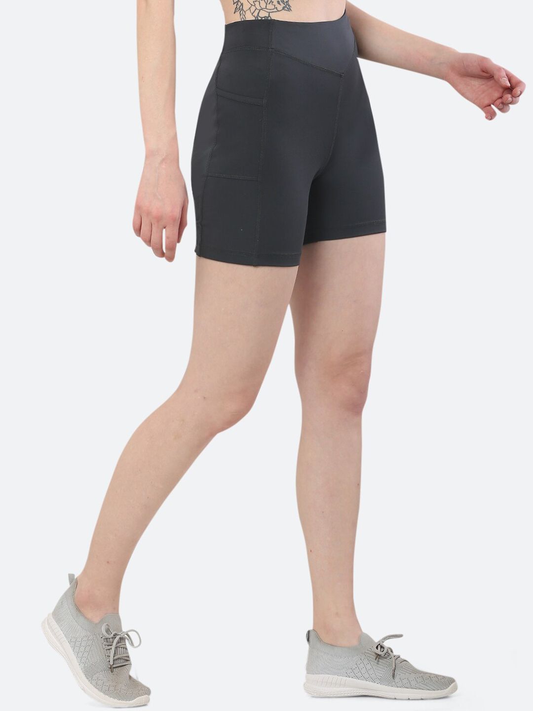 FITLEASURE Women Grey Workout & Gym Shorts Price in India