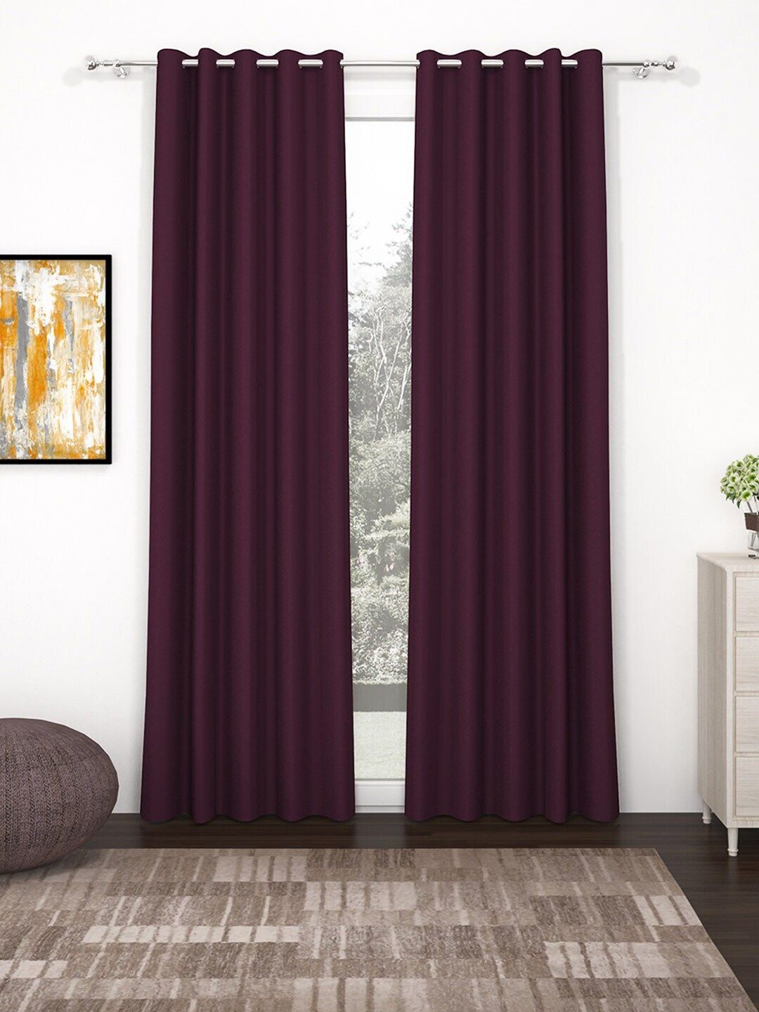 Story@home Purple Set of 2 Black Out Long Door Curtain Price in India