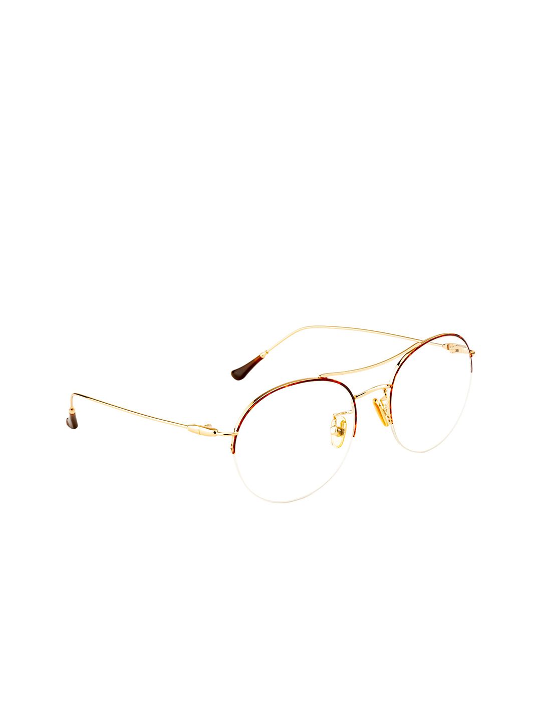 Ted Smith Unisex Brown & Gold-Toned Half Rim Aviator Frames Price in India