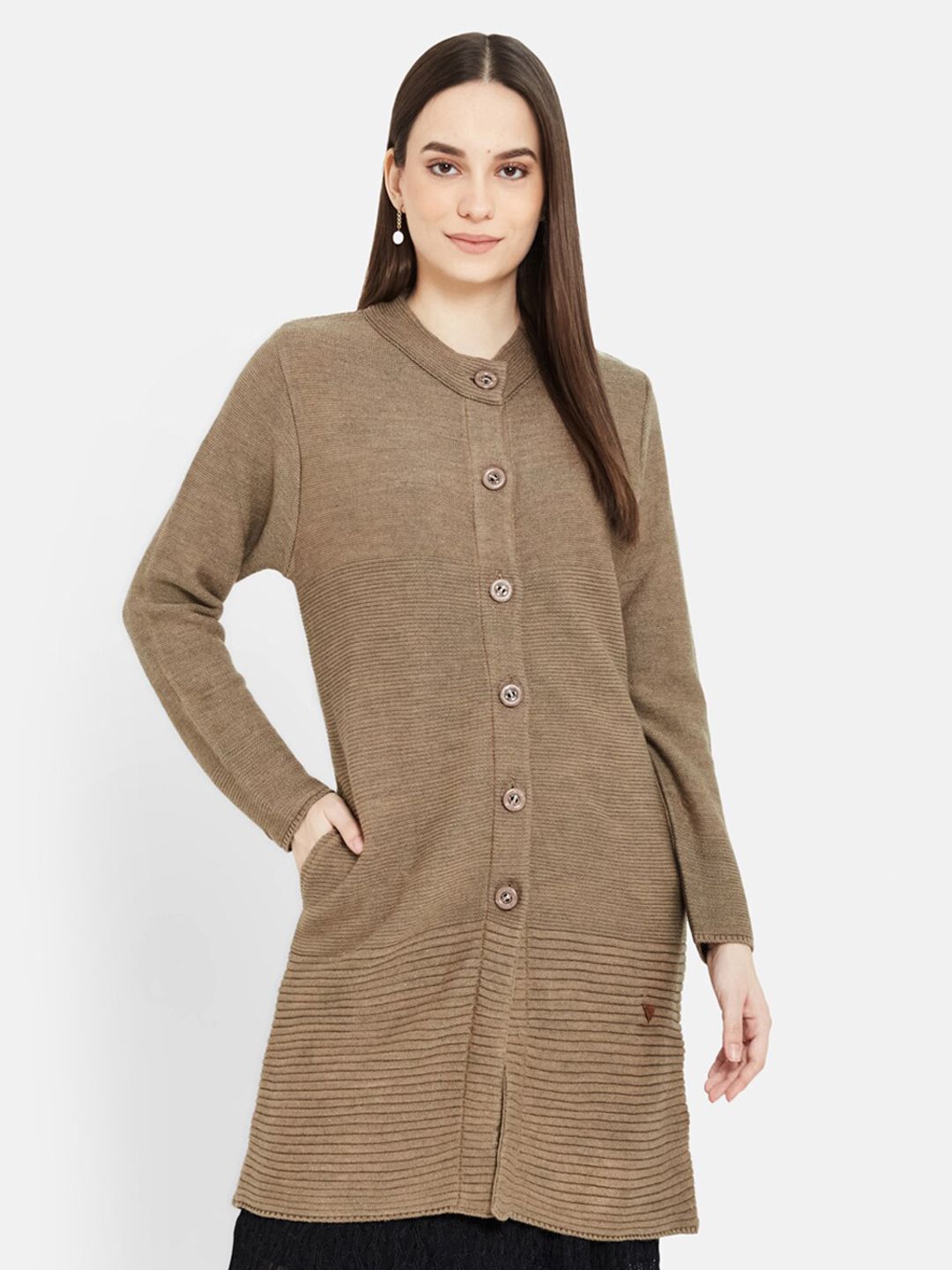 Duke Women Brown Woolen Longline Cardigan Price in India